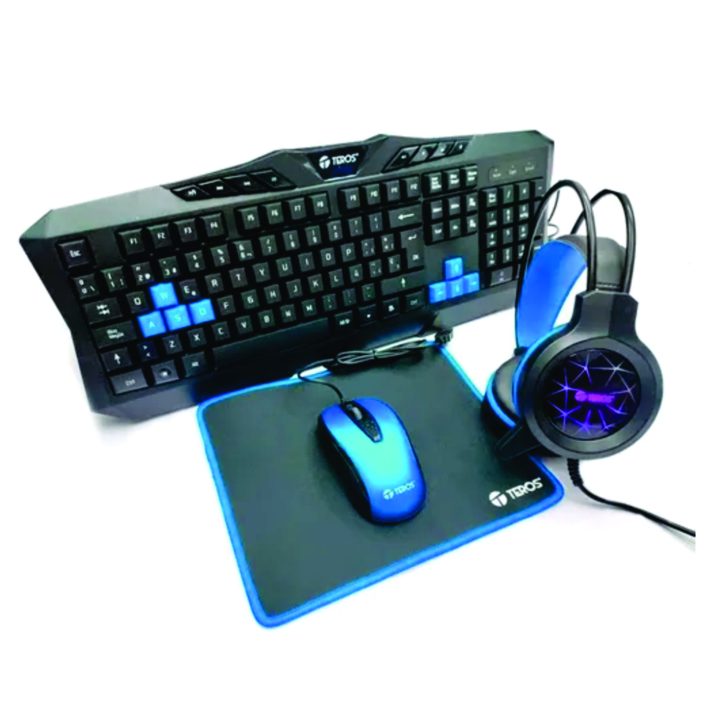 KIT Teros TE-4050B, Teclado Multimedia, Mouse, Adiculares, Mouse Pad.